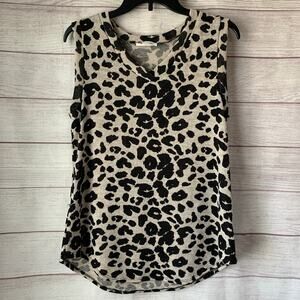 BomBom Cheetah Print Sleeveless Knit Blouse V-Neck Size Small